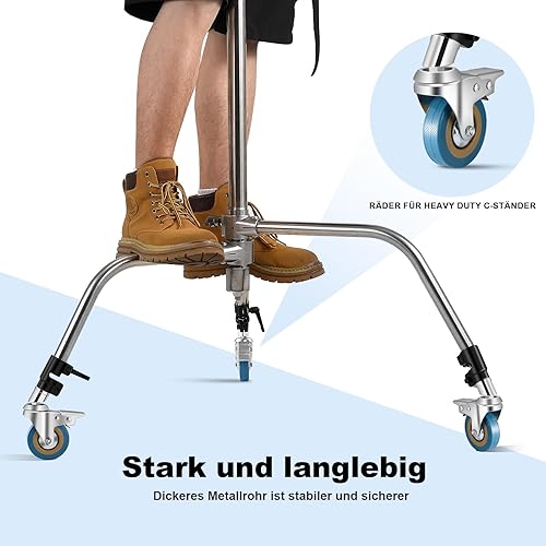 Rotelle Girevole per Cavalletto Stand-C,Grigio Set di Ruota Professionale in Metallo Resistente con Base in Gomma, Compatibile con Supporto Stand-C da 25mm in Diametro(3 Pezzi) - Fashionser