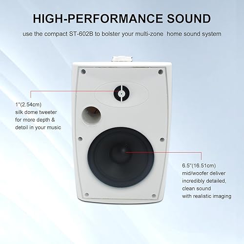 STUDIOFINIX Altoparlanti esterni da 6,5 pollici a parete 400W bianco - Soluzione audio resistente alle intemperie e ad alte prestazioni - Fashionser