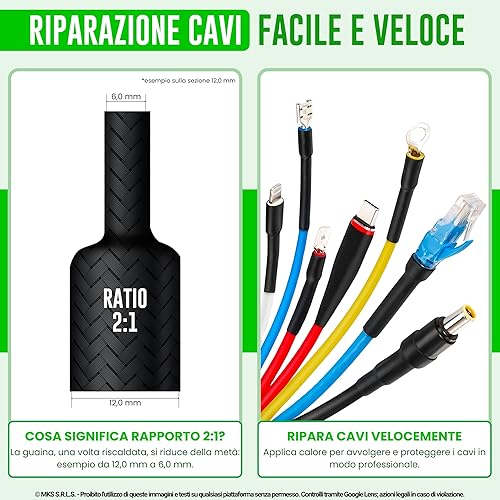 Guaina Intrecciata Termorestringente Ø 40mm, L 8mt • Protezione Avanzata per Cavi • RAPPORTO 2:1 - Fashionser