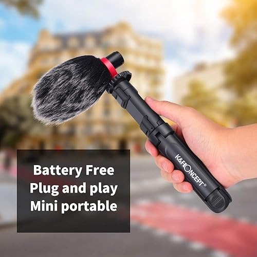 K&F Concept Microfono per Fotocamere CM600, VideoMicro Microfono Direzionale con Treppiede, Microfono Kit per Fotocamere, videocamere - Fashionser