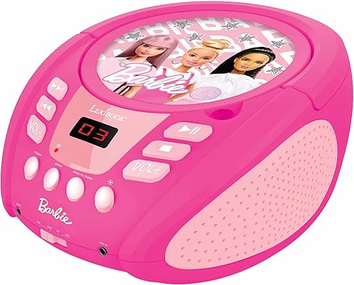 Lexibook - Barbie - Lettore CD Bluetooth per bambini - Portatile, Effetti luminosi multicolore, Presa microfono, Presa Aux-in, Alimentazione a corrente alternata o a batteria, Rosa, RCD109BB - Fashionser