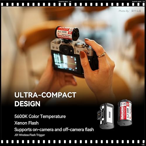TTARTISAN Mini flash M01 per fotocamera, stile retrò, GN12, 5600 K, 4 livelli, contatto singolo, per la maggior parte delle fotocamere (flash per fotocamera) - Fashionser