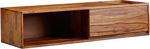 Design Lowboard Sospeso 108x25x34 cm Legno Massello di Sheesham | Tavolo TV Mobile Porta TV Moderno | Scaffale HiFi con vano portaoggetti - Fashionser