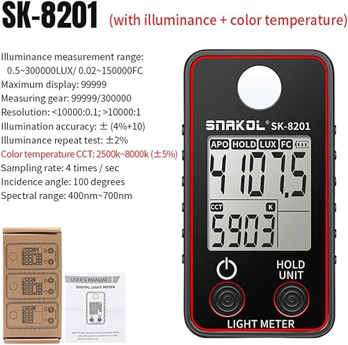 Misuratore di temperatura di colore ad alta precisione di illuminamento Meter 0.5-300000LUX LED Illuminazione Misuratore di Test di Luminanza Fotografica Dispositivo di Misura - Fashionser