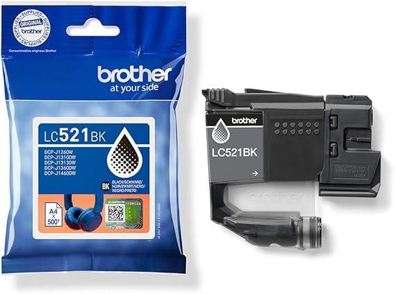 Brother LC521VAL | Kit da 4 Cartucce ink | Include colori Nero, Ciano, Magenta e Giallo | da 500 pagine | per stampanti DCPJ1260W / DCPJ1310DW / DCPJ1313DW / DCPJ1360DW / DCPJ1460DW - Fashionser