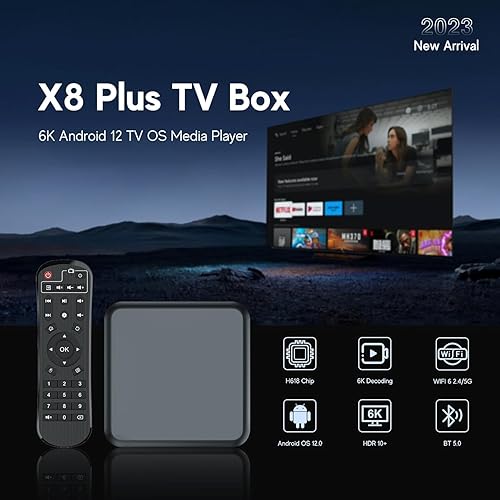 Android 12.0 TV Box, Addcolor X8PLUS H618 4GB + 64GB IR supporto 2.4GHz / 5GHz WiFi 6 Bluetooth 4k / 6k ricerca vocale Android TV Box 2024 - Fashionser