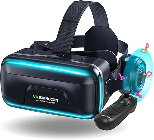 Occhiali VR 3D, Occhiali 3D Realtà Virtuale VR Visore HD 110°FOV 2023 New Compatibile Video Giochi per 4,7-7,2 pollici Android/iOS Smartphone Bambino Adulto Natale Regalo (Blu) - Fashionser