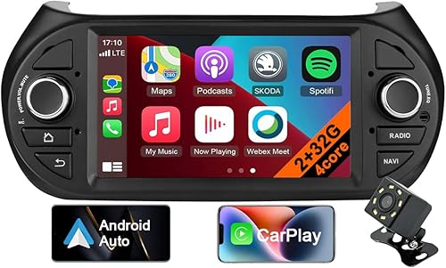 Radio per Auto Android 12 per Fiat Fiorino/Qubo/Peugeot Bipper/Citroen Nemo, 7 Pollici Stereo per Auto, Supporto CarPlay/Android Auto, MirrorLink, Bluetooth, Controllo del Volante (4core 2GB+32GB) - Fashionser