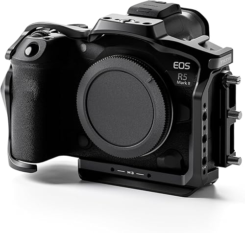 TILTA TA-T68-FCC-B - Gabbia per fotocamera completa compatibile con Canon R5 Mark II, con fermacavo, attacco a scarpa fredda, filettatura 1/4'-20 e 3/8'-16 con punti di localizzazione, colore nero - Fashionser