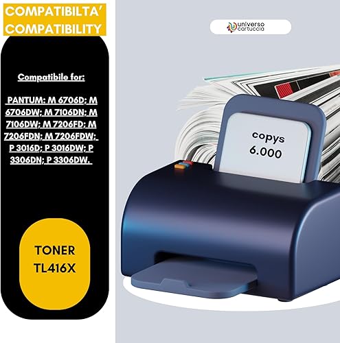 universo cartuccia - TL 416X 6k toner compatibile con Pantum M 6706D; M 6706DW; M 7106DN; M 7106DW; M 7206FD; M 7206FDN; M 7206FDW; P 3016D; P 3016DW; P 3306DN; P 3306DW. (TL416X) - Fashionser