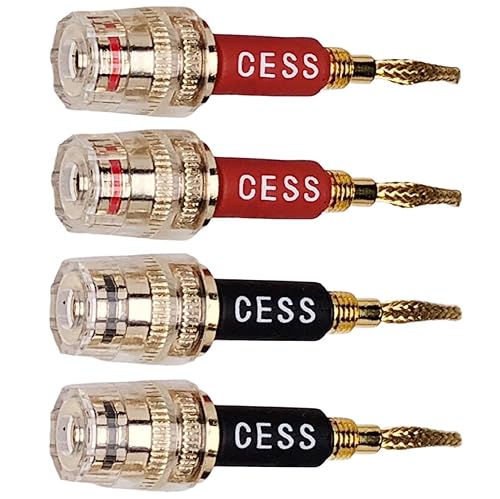 CNCESS CESS-220 Pin Banana Plug a 4 mm femmina Banana Jack/cavo altoparlante, confezione da 4 (tipo intrecciato a 4 mm) - Fashionser