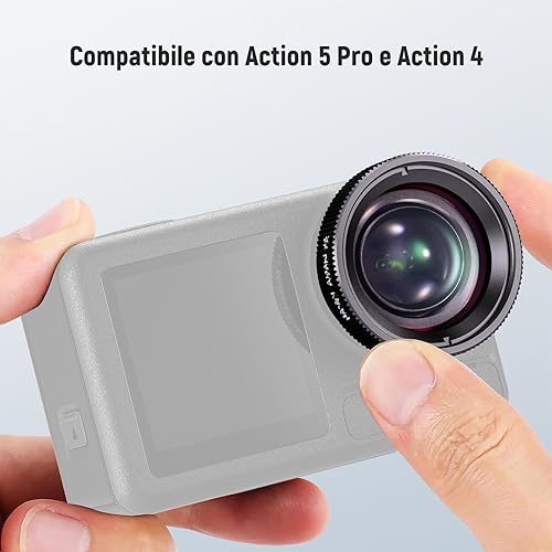 NEEWER Obiettivo Macro Compatibile con DJI Osmo Action 5 Pro/4 Action Cam, Ingrandimento 2X, 2 Elementi in 1 Gruppo Distanza Focale 3-4cm, Accessori per Fotografia Ravvicinata, Non Impermeabile, LS-68 - Fashionser
