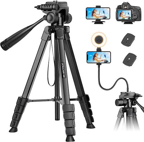 JOILCAN 206cm Treppiede Fotocamera, Nuovo Treppiede con Collo D'oca per Smartphone, Treppiede per iPhone con Supporto Telefonico e Telecomando, Treppiedi in Alluminio per DSLR Canon Nikon Sony - Fashionser