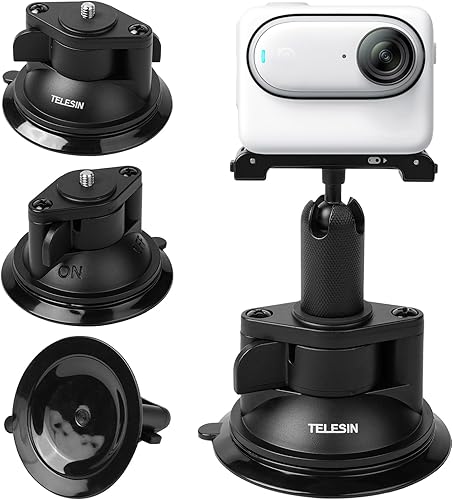 TELESIN° Supporto Magnetico + Kit Ventosa per Insta360 Go3, Supporto per Auto Moto Finestrino Parabrezza Cruscotto Cruscotto Barra per Tubo Metallico Attacco per Rotolo per Accessori Insta 360 GO3 - Fashionser
