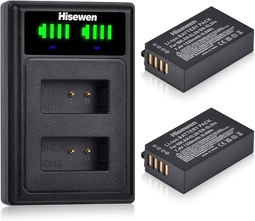Hisewen EN-EL20 EN-EL20a Batteria (2Pack) e doppio caricatore per Nikon Coolpix P1000, P950, 1 AW1, 1 J1, 1 J2, 1 J3, 1 S1, 1 V3, DL24-500, Coolpix A Fotocamera digitale. - Fashionser