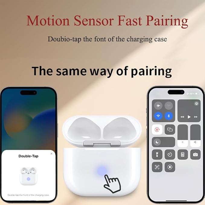 BRILLESS Custodia di ricarica wireless compatibile con AirPods 4a generazione, batteria integrata da 620 mAh, custodia di ricarica di ricambio con sensore di movimento - Fashionser