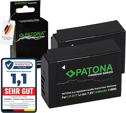PATONA 2x PREMIUM LP-E17 Batteria 1100mAh compatibile con Canon EOS RP R8 R10 R50 R100 77D 200D 250D 750D 760D 770D 800D 850D 8000D M3 M5 M6 Mark II Kiss X8i X9 Rebel SL2 SL3 T6i LPE17 LP E17 - Fashionser