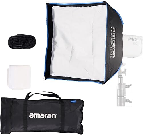 Softbox rettangolare pieghevole Amaran Light Box 30x120 con griglia, a montaggio rapido, borsa per il trasporto per luci con attacco Bowens Amaran 300c/150c/200x/60x, di Aputure - Fashionser