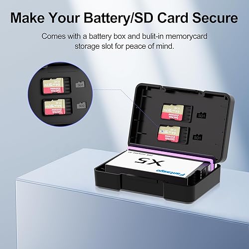 Fantasyo Batteria 2 confezioni da 2800 mAh per X5, supporto ricarica rapida per X5 fotocamera caricabatterie accessori - Fashionser