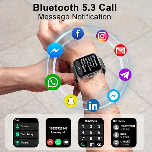 Smartwatch Uomo Donna, 2025 HD 1.96' Orologio Fitness Tracker con Effettua/Risposta Chiamate, 115+ Sportive Smart Watch, Contapassi/SpO2/Sonno/Cardiofrequenzimetro, Impermeabile IP68 per Android iOS - Fashionser