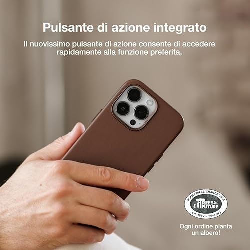 Custodia in pelle, cover per cellulare compatibile con iPhone 15 Pro Sleeve nero - Aloe Vera Provenienza sostenibile dalle piante - Fashionser