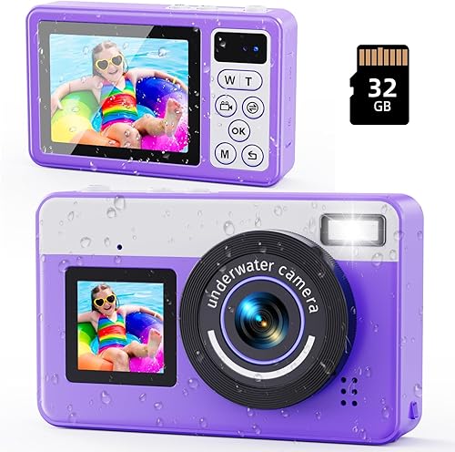 MaxMango Macchina Fotografica Digitale,10FT Fotocamera Digitale Impermeabile con Scheda da 32 GB, Macchina Fotografica Subcquea 18X Zoom per Selfie Subacquei, Nuoto - Fashionser