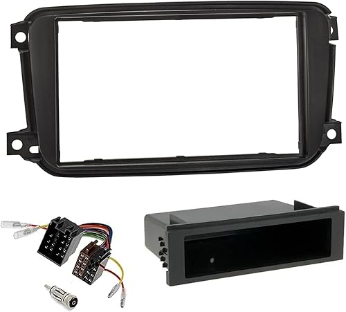 Sound-way Kit Montaggio Adattatore Autoradio, Mascherina 1 DIN / 2 DIN Compatibile con Smart Fortwo 451 Facelift 2010-2015 - Fashionser