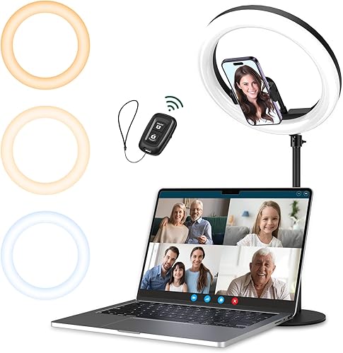 Atumtek Luce Anulare LED per Computer Portatile, 10' Ring Light Dimmerabile per Desktop, 3 Modalità di Illuminazione per Videoconferenza, Chiamata con Zoom, Diretta Streaming, Trucco, TikTok, Vlog - Fashionser