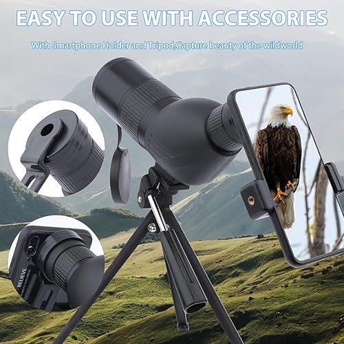 12-36x50 cannocchiale con borsa per il trasporto treppiede e adattatore per smartphone telescopio dritto per tiro al bersaglio caccia bird watching - Fashionser