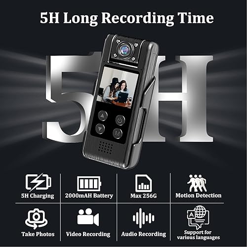 Sxhlseller Fotocamere Indossabili di Piccole Dimensioni con Video e Visione Notturna, Fotocamera da Tasca con Clip Posteriore per Sicurezza, Grandangolo da 140 Gradi, Scheda SD Non Inclusa - Fashionser