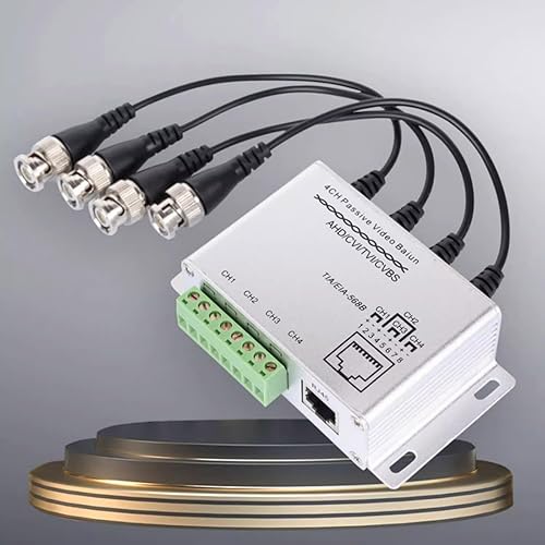 Connettori video balun, trasmettitore coassiale HD a coppie intrecciate a 4 canali per cavo BNC maschio a Cat5/5E/6 RJ45 UTP - Fashionser