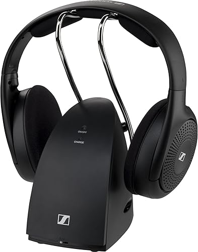Sennheiser Cuffie Wireless RS 120-W, On-Ear per un Ascolto TV, 3 Modalità Audio, Controllo del Volume, Portata del Segnale di 60 m, Combinazione Trasmettitore, Caricatore, Colore Nero - Fashionser