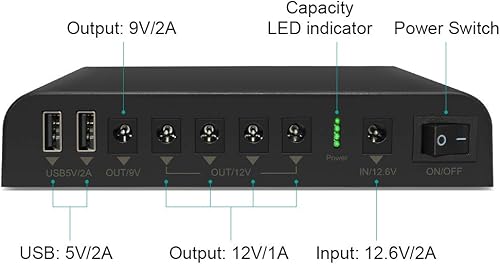 TalentCell mini USV, batteria agli ioni di litio ricaricabile da 12/9/5 V, alimentazione senza interruzioni, 99.9 Wh, 27000 mAh, per modem, router, strisce luminose a LED, telecamere CCTV - Fashionser