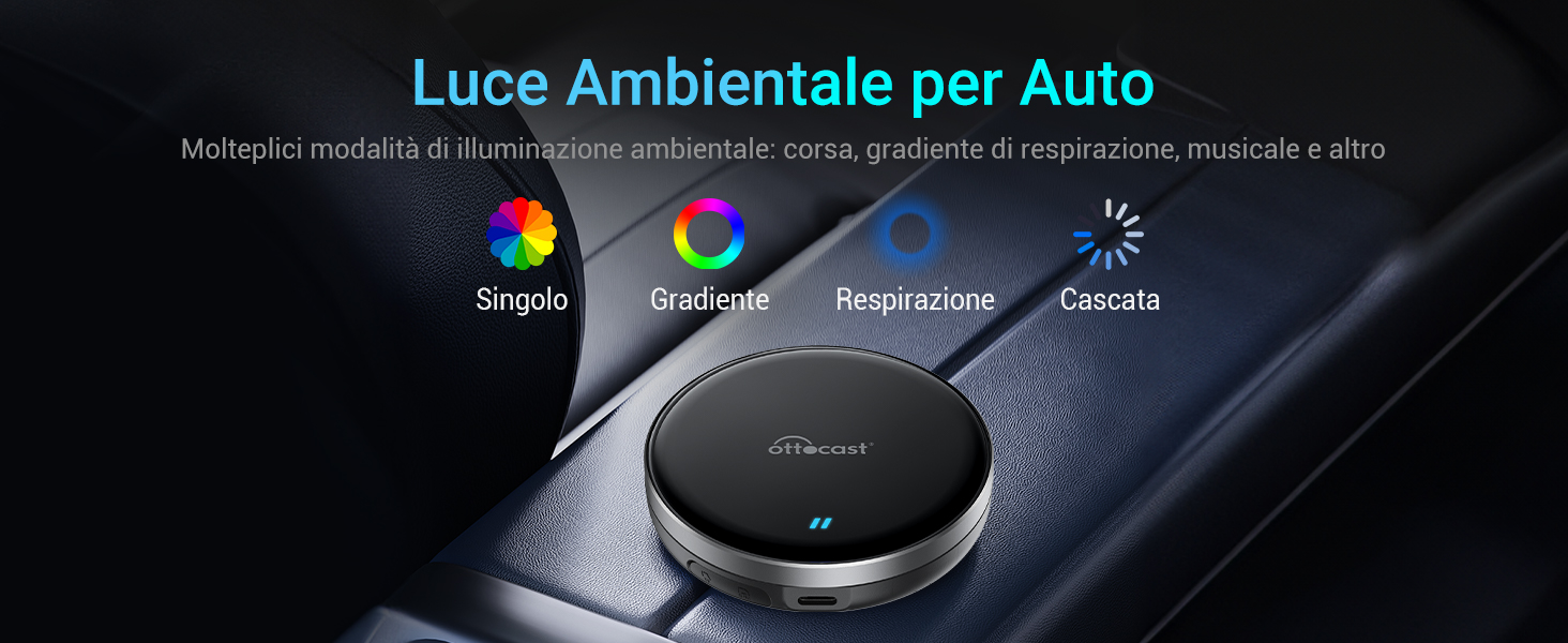 OTTOCAST P3 Lite CarPlay AI Box, Senza Fili CarPlay e Android Auto con Netflix YouTube