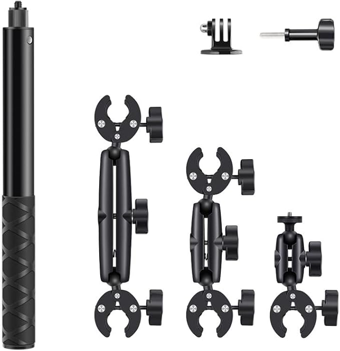 NEWFUN Supporto per Videocamera, Kit per Moto per insta360 x4, X3, X2 Rotazione di 360 Gradi, Doppio Morsetto, Supporto per Moto, Compatibile con Più Dispositivi - Fashionser