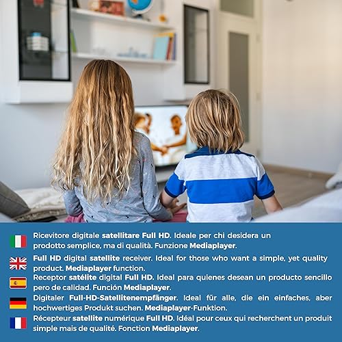 Digiquest 8010 HD DEU - Decoder satellitare Free to air DVB-S2 - funzione mediaplayer, Nero, HEVC 265 MAIN10 - Fashionser