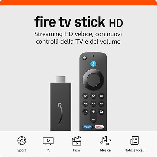 Fire TV Stick HD (Ultimo modello), TV gratuita e in diretta, telecomando vocale Alexa, controlli per Casa Intelligente, streaming HD - Fashionser