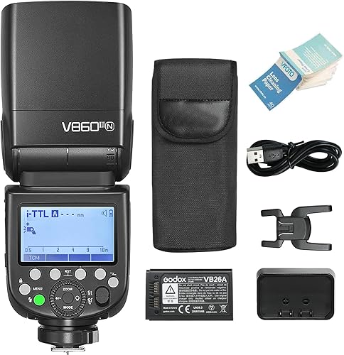 Godox V860III-N TTL Flash Fotocamera GN60 HSS 1 / 8000s 5300K Speedlite con Luce Pilota a LED per Nikon D850 D610 D750 D810 D7000 D800 D700 D7100 D5200 D5100 (V860IIIN) - Fashionser