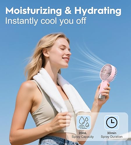 Mini Ventilatore da tavolo portatile, Ventilatore a mano USB con display LED, raffreddamento silenzioso, Testa Girevole a 360 °, per Scrivania, Ufficio, Casa - Fashionser