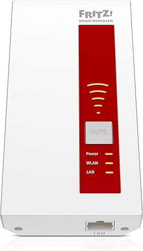 Avm Fritz! Repeater 1750E International, Ripetitore/Estensore Segnale Wifi, Compatibile con Modem Fibra e Adsl, Access Point, Bridge, 1 Lan Gigabit, Bianco/Rosso - Fashionser
