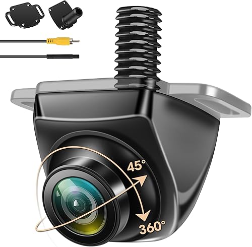 AHD 1080P Retrocamera Auto, Telecamera Auto Retromarcia 360° Rotante Alloggiamento in Metallo Telecamera Posteriore Auto Universale 170° Grandangolo Visione Notturna 12V-24V Per Camper SUV Pickup - Fashionser