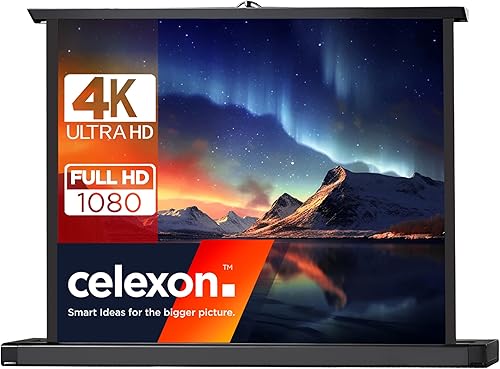 celexon Tela portatile per presentazione e proiettore home theater, con ritiro automatico professionale, 61 x 46 cm, 4:3-30' - Fashionser