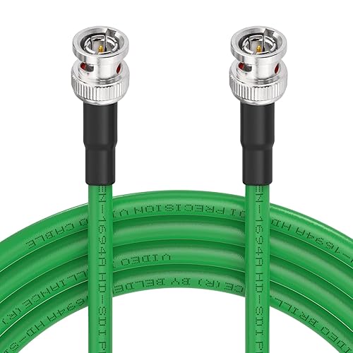 Superbat Cavo SDI 3G/6G/12G 5m Cavo Audio Digitale BNC Maschio a Maschio Belden 1694A 75 Ohm Verde per Telecamere e Attrezzature Video, Supporta HD-SDI/3G-SDI/4K/8K(2 pezzi) - Fashionser