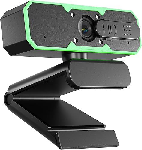 Webcam Gaming 1080P 60FPS con Anello Luminoso RGB, Fotocamera da Streaming con Autofocus, Doppio Microfono, illuminazione LED Integrata, USB 2.0 Plug & Play per PC, Mac, Laptop e Tablet - Fashionser