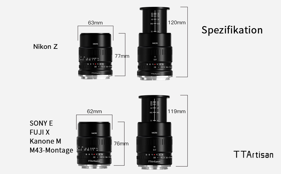 TARTISAN 40mm F2.8 Obiettivo macro APS-C Messa a fuoco manuale Obiettivo fotocamera mirrorless A6