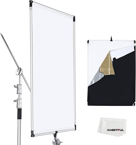 AMBITFUL 60 x 90 cm, Sun Scrim grande 5 in 1 Black Silver Gold White Diffuser Riflettore Alluminio Alloy Frame for Photography - Fashionser