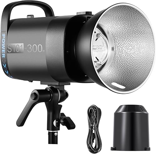 NEEWER S101-300W Flash Stroboscopico con 150W Lampada Pilota a 9 Livelli, 300W GN58 5600K con Riflettore con Bowens Mount, Ventola Silenziosa S1/S2, Flash da Studio per Fotografia Ritratti Prodotti - Fashionser