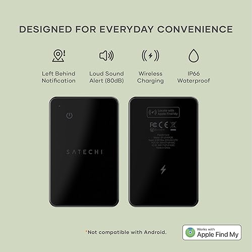 SATECHI FindAll Carta Portafoglio con Find My, Scheda Localizzatore per Portafoglio con Notifica di Allontanamento, Avviso Sonoro e Ricarica Wireless, Compatibile con iPhone, iPad, Mac – Nero - Fashionser