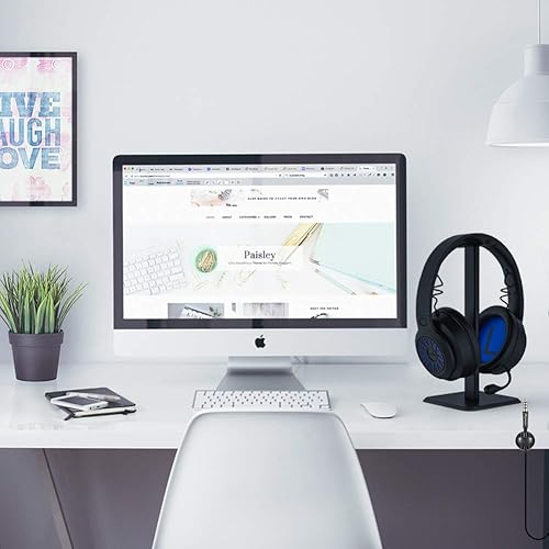 SKYEE Supporto per Cuffie sulla Scrivania, Universale Porta Cuffie in Alluminio con 2 Pezzi Clip per Cavi per Cuffia Sennheiser, Sony, Audio-Technica, Bose, Shure, AKG, Cuffie, Nero - Fashionser