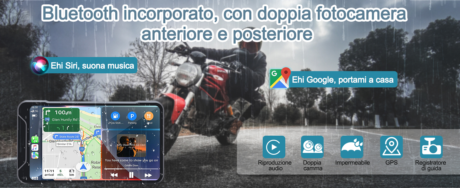 Moto Wireless Carplay 5 pollici touch screen GPS